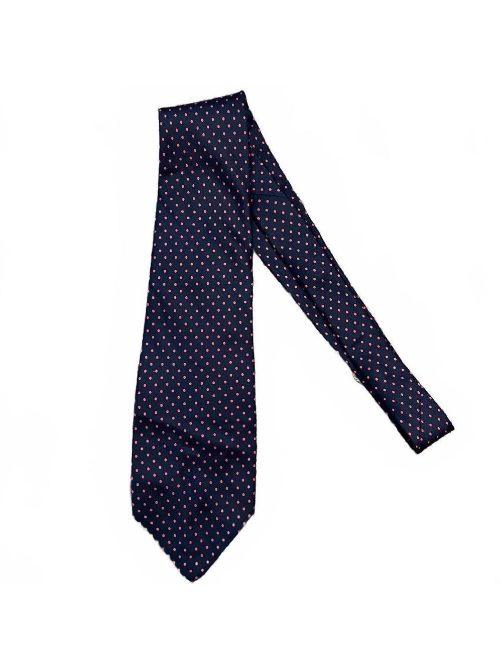 Vintage Christian Dior All Silk Navy Blue Polka Dot Neck Tie